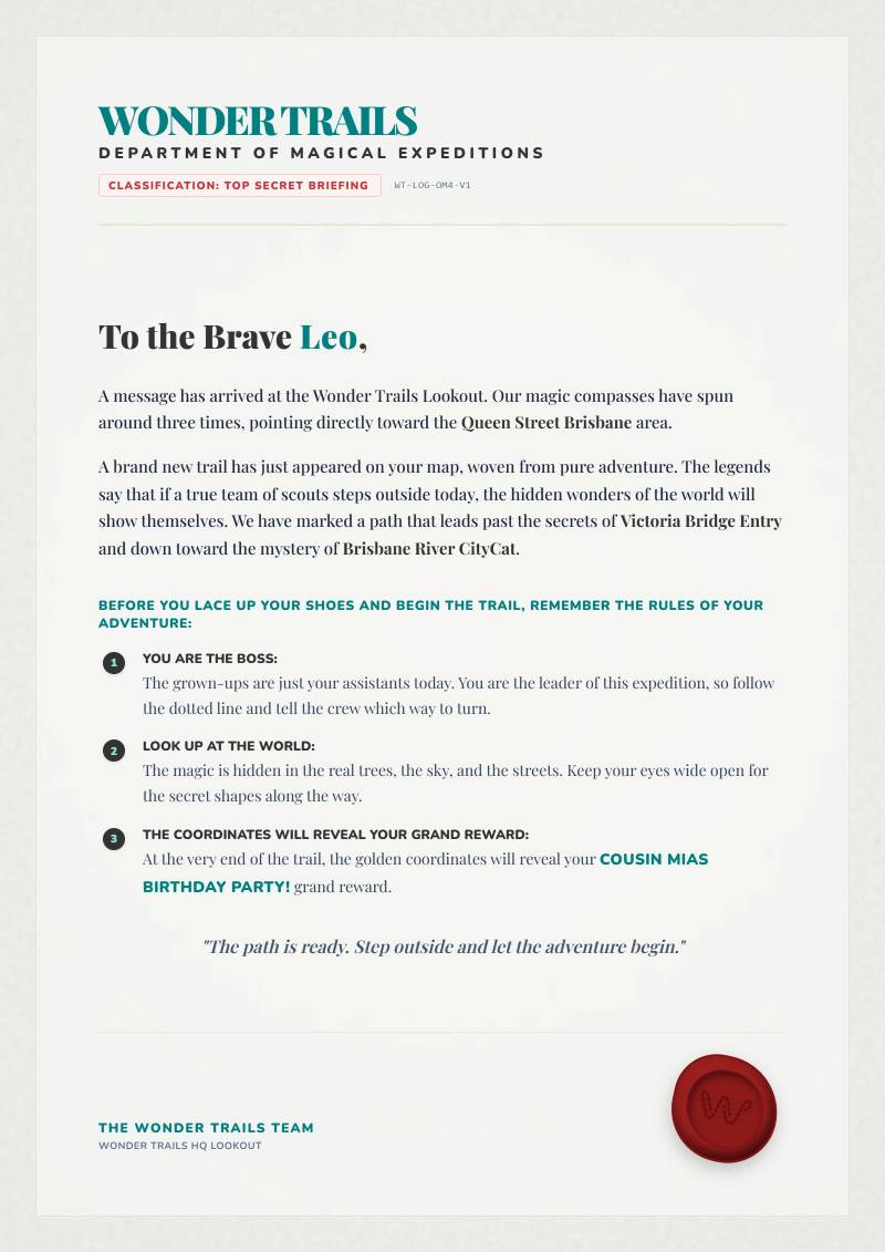 Mission briefing page